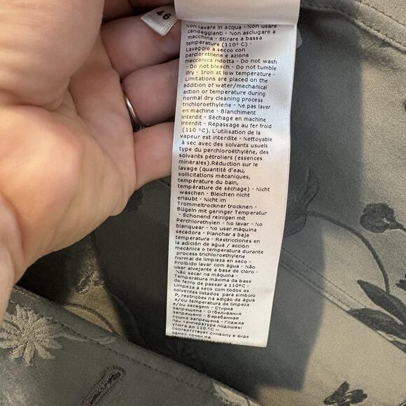 Hache Jacket Women 46 US 10 Gray Floral Jacquard Mandarin Collar Made in Italy - Picture 11 of 15